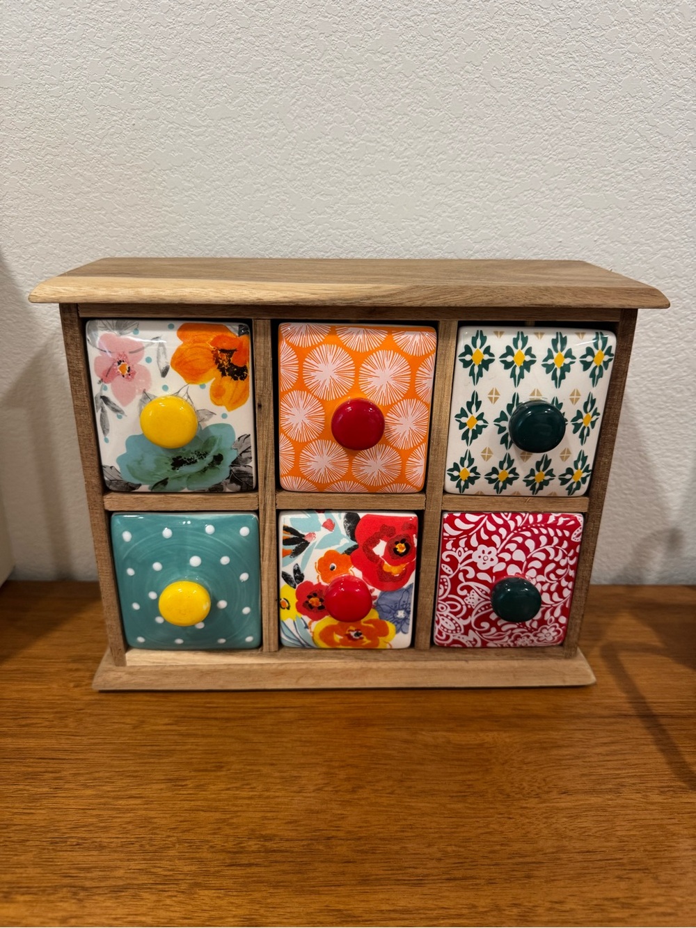 The Pioneer Woman 6 Drawer Spice and Tea Cabinet with Ceramic Drawers
